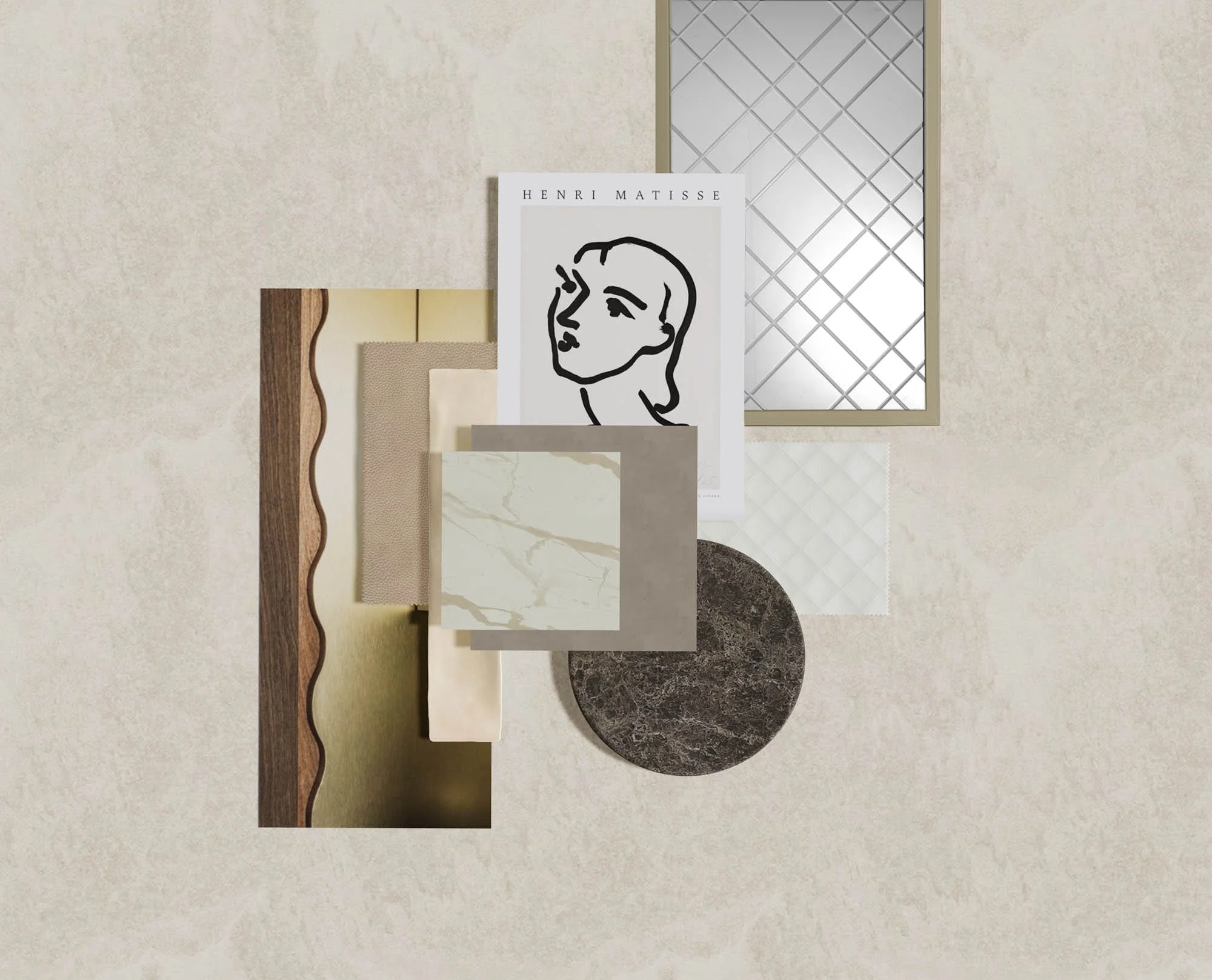 לוח החומרים והגימורים של מטבח Bellagio Home